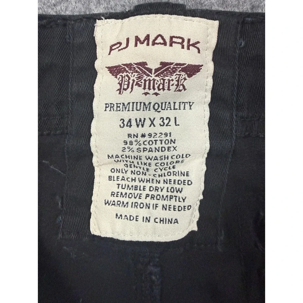 PJ MARK Premium‎ Quality Slim Straight Stretch Cargo Pants Black 34